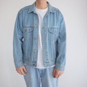 Vintage '90s Pepsi Co Light Wash 100% Cotton Button Up Blue Denim Jacket M